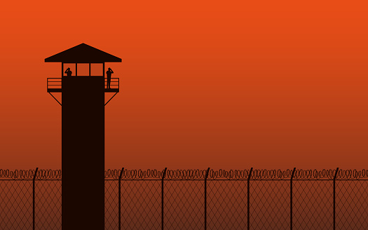 View of prison during sunset